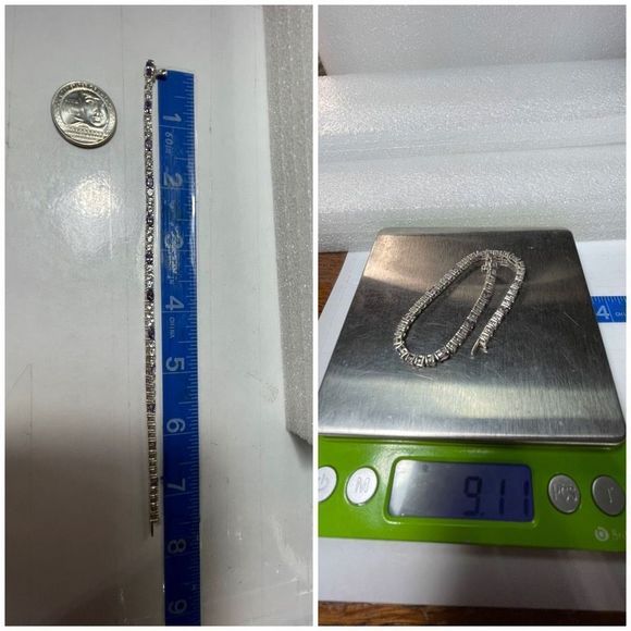 925 Sterling Silver Amethyst Tennis Bracelet 7.5” Long - Picture 8 of 8